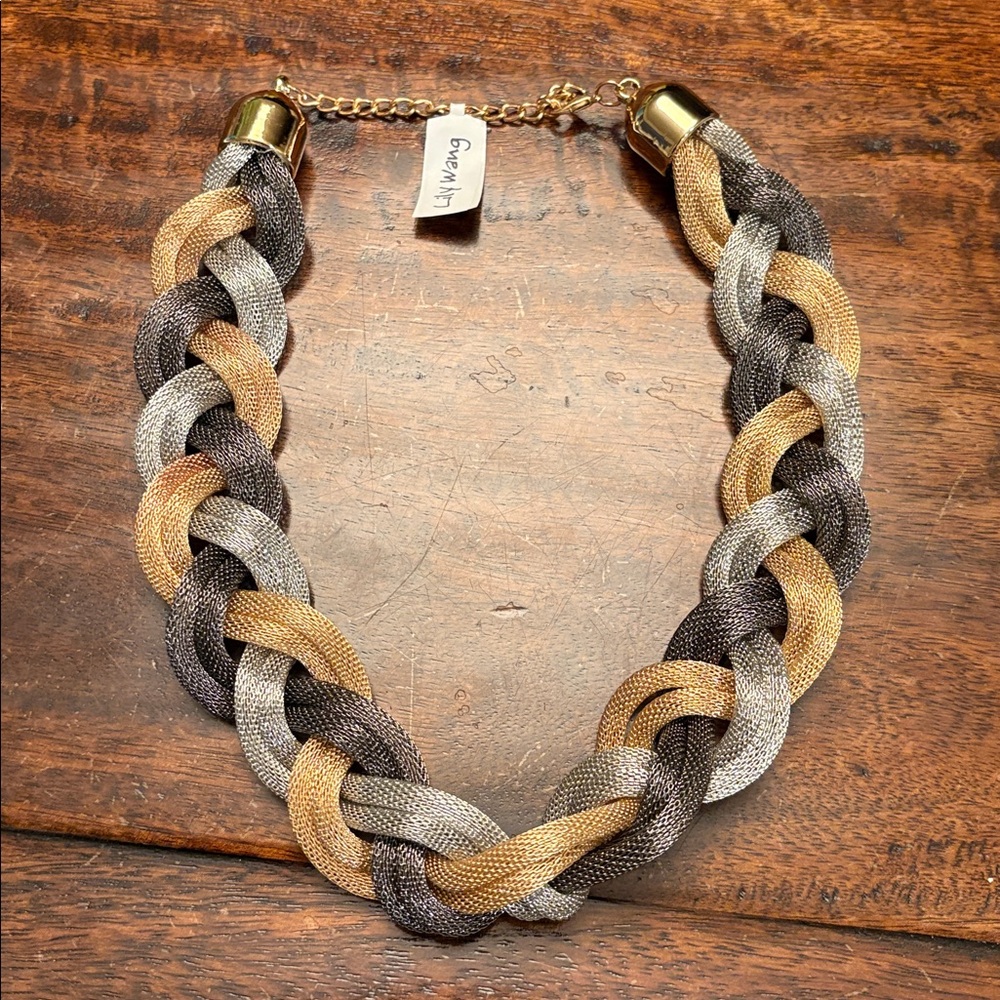 Elegant Gold and Silver Braided Necklace